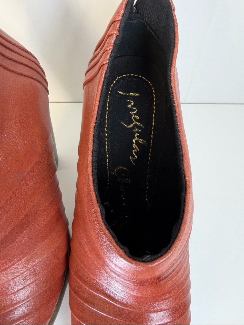 Irregular Choice Rust Brown Ribbed Leather Platform Heels - Picture 10 of 10